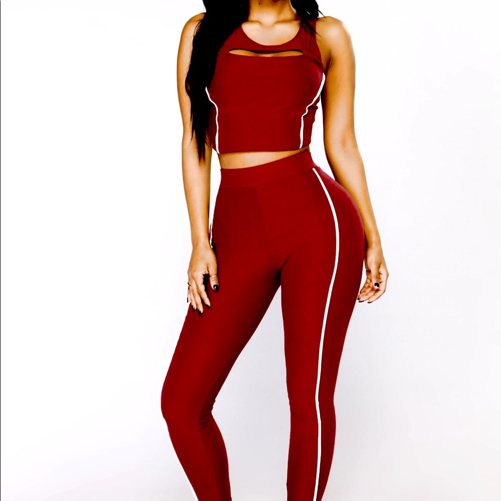 FASHION NOVA burgundy legging set